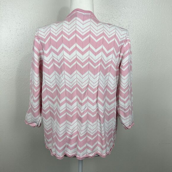 Vintage Alfred Dunner Sweater Women Extra Large Pink White Chevron Built In - Picture 4 of 16